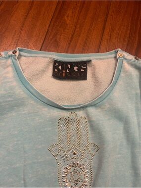 Kings of Cole Light Blue Rhinestone Hamsa Top